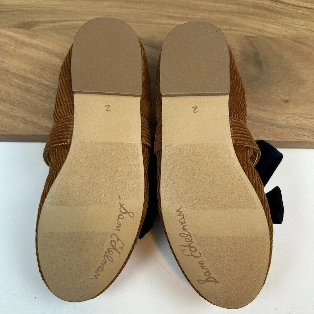 New Big Kids Sam Edelman Felicity Mustard/Navy Ballet Flats Shoes‎ Size 2 Y